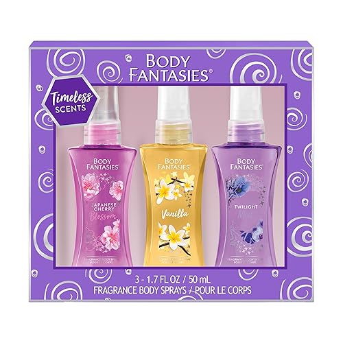 Body Fantasies Body Spray Holiday Gift Set for Her - 3 Piece Timeless Scents Sampler, Perfect for Stocking Stuffers