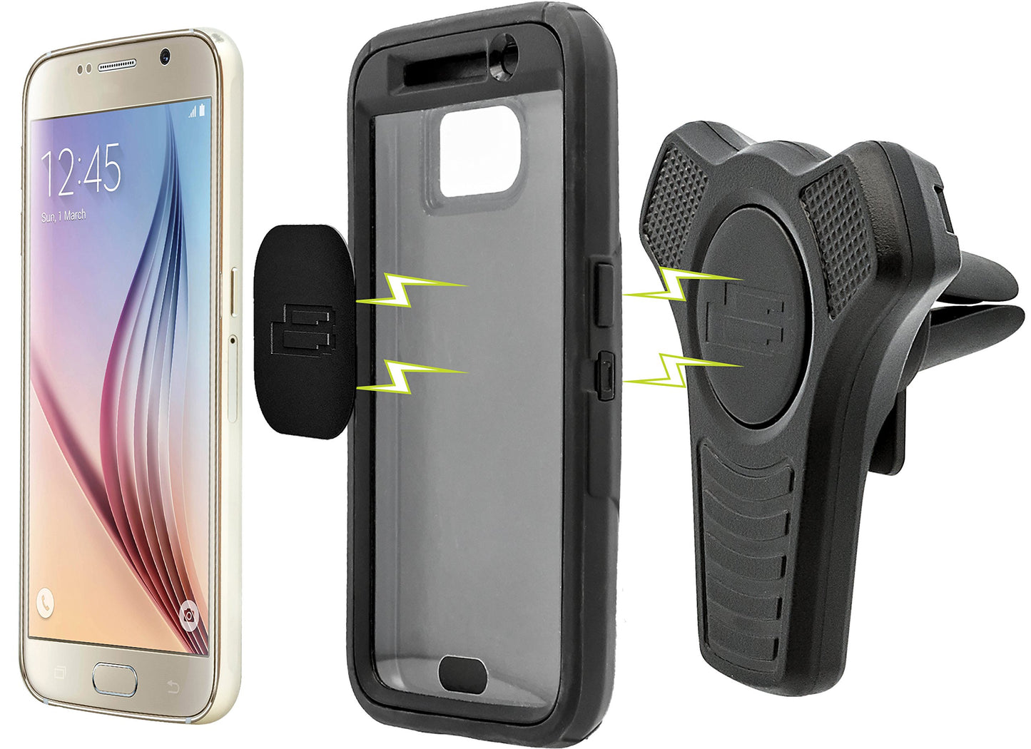 Bracketron Quik Magnet Car Air Vent Mount Holder Cradle iPhone X 8 7 SE 6s 6 5s 5 4s 4 Samsung Galaxy S9 S8 S7 S6 S5 Google Pixel 2 XL LG Nexus Sony…