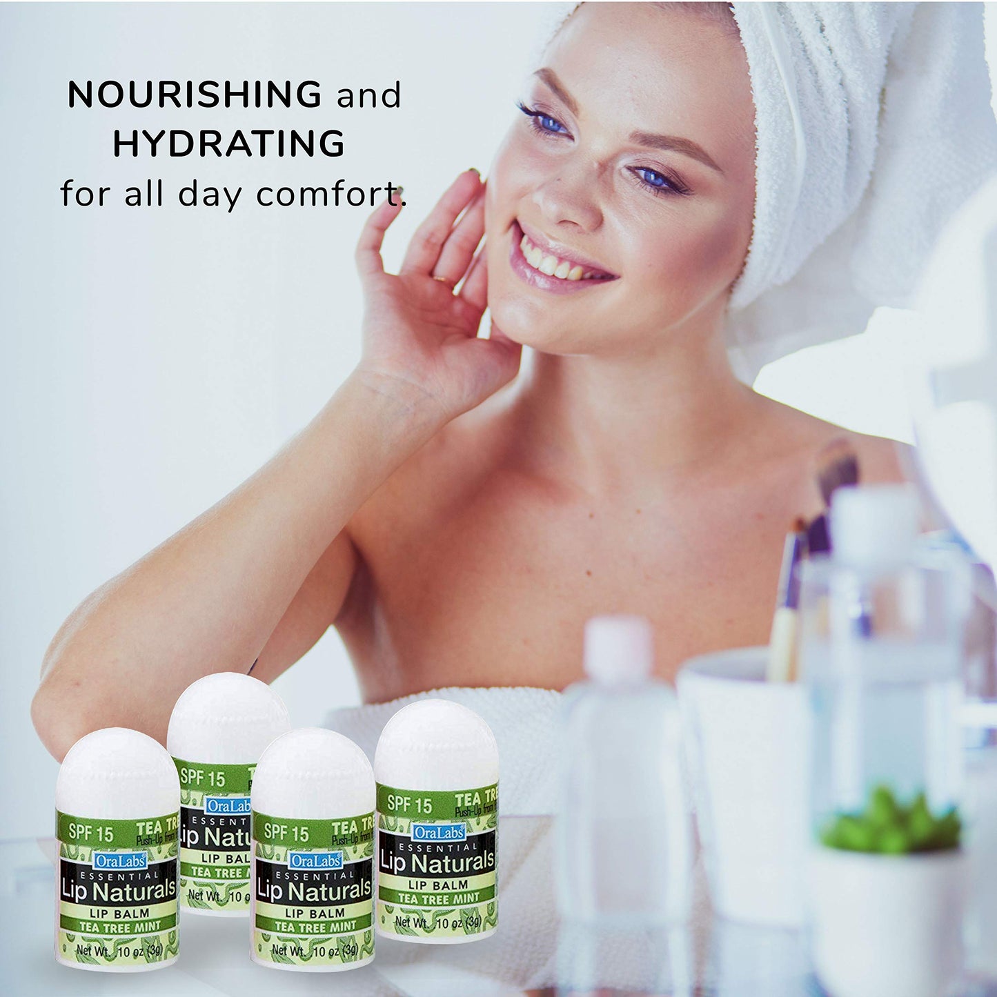 Lip Naturals Mini Lip Balm with SPF 15 Sunscreen, 12 Count Pack, Cherry, Tea Tree Mint & Vanilla Bean Flavors, Made in USA, 0.10oz Each