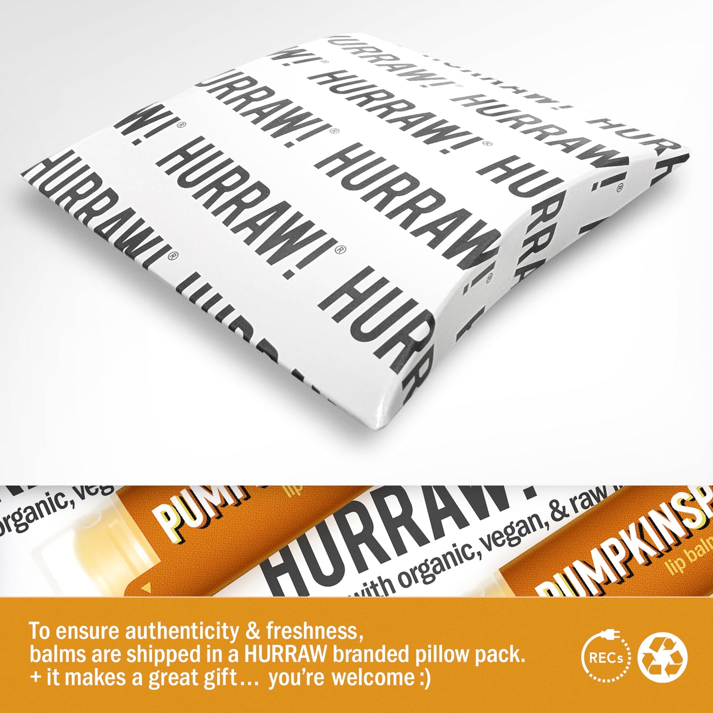 Hurraw! Pumpkin Spice Lip Balm: Organic, Certified Vegan, Cruelty and Gluten Free. Non-GMO, 100% Natural Ingredients. Bee, Shea, Soy and Palm Free.