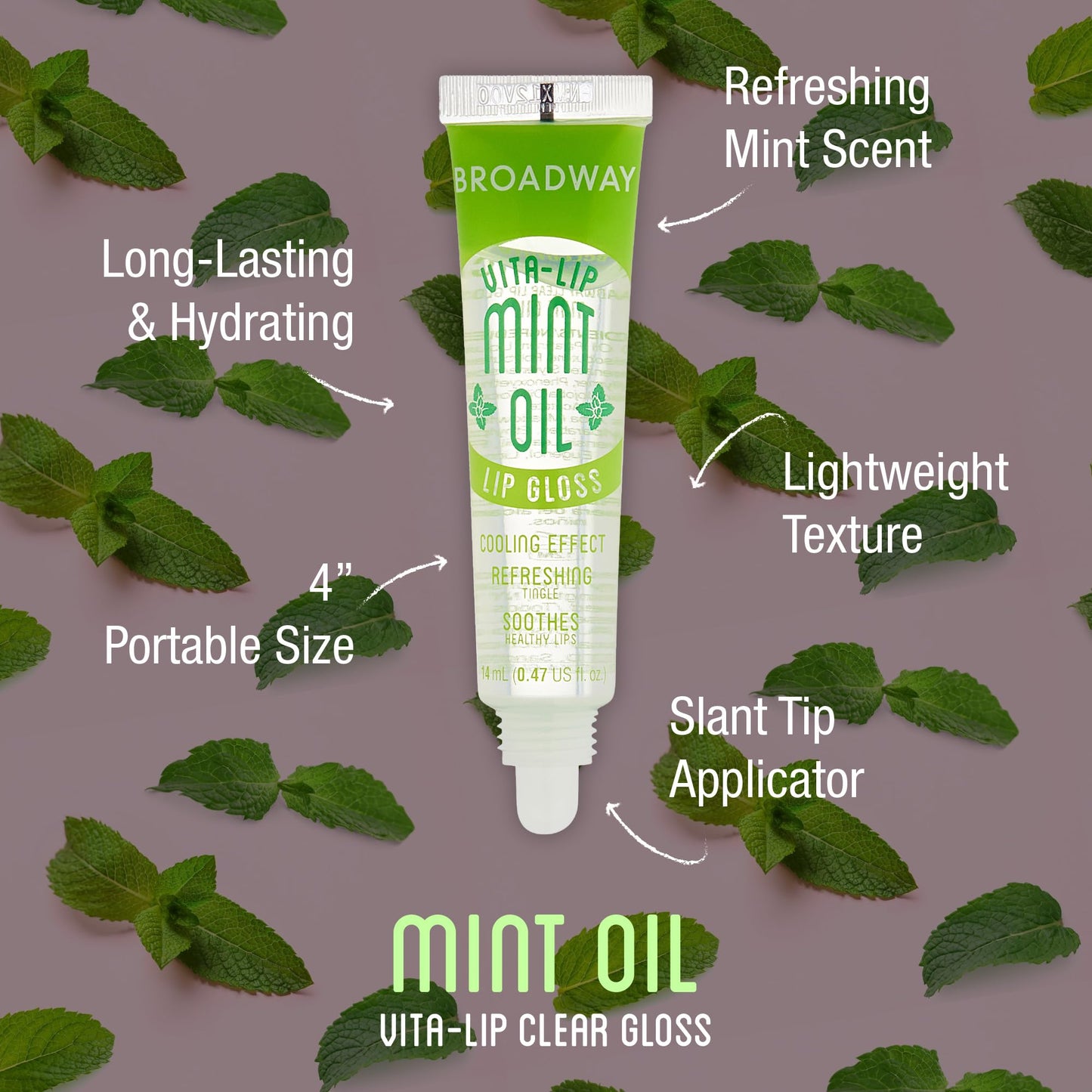 Ruby Kisses Broadway Vita-Lip Clear Lip Gloss (Mint Oil 6 Pack), Ultra-Hydrating & Soothing Formula with Vitamin Oils, High-Shine Non-Sticky Finish