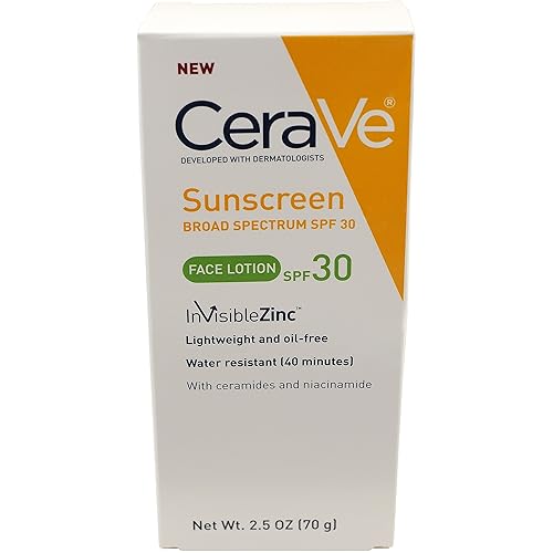 CeraVe Sunscreen Face Lotion SPF 30 2.5 oz with Zinc Oxide, Niacinamide and Ceramides for Broad Spectrum Sun Protection