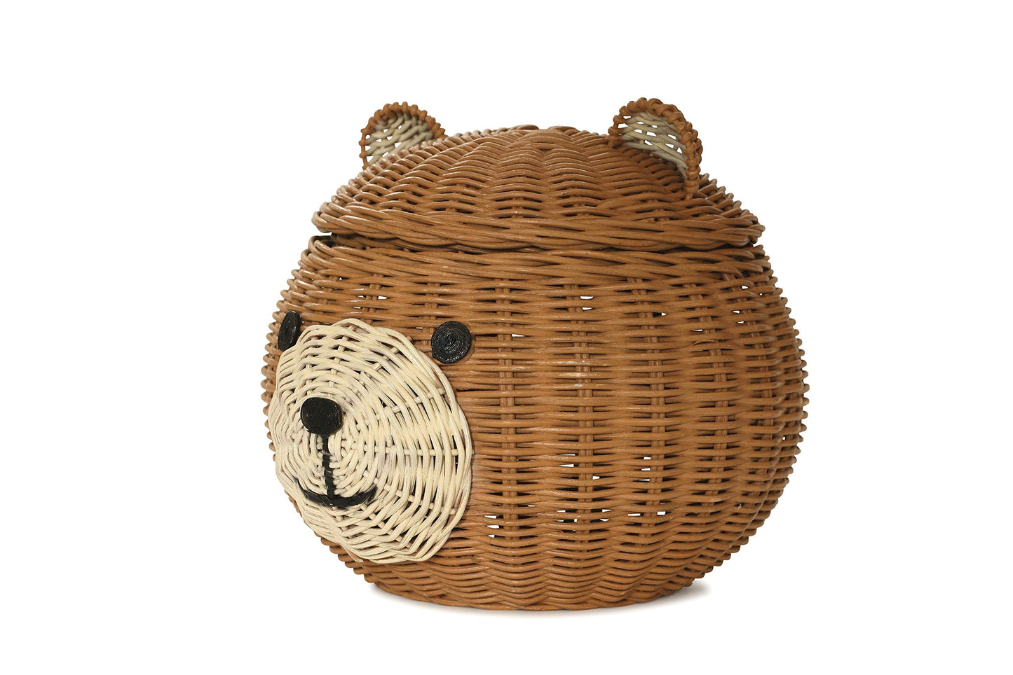 G6 COLLECTION Bear Rattan Storage Basket With Lid Decorative Bin Home Decor Hand Woven Shelf Organizer Cute Handmade Handcrafted Gift Art Decoration…