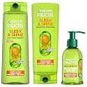 Garnier Fructis Sleek & Shine Shampoo, Conditioner + Anti-Frizz Serum Set for Frizzy, Dry Hair, Argan Oil (3 Items), 1 Kit (Packaging May Vary)