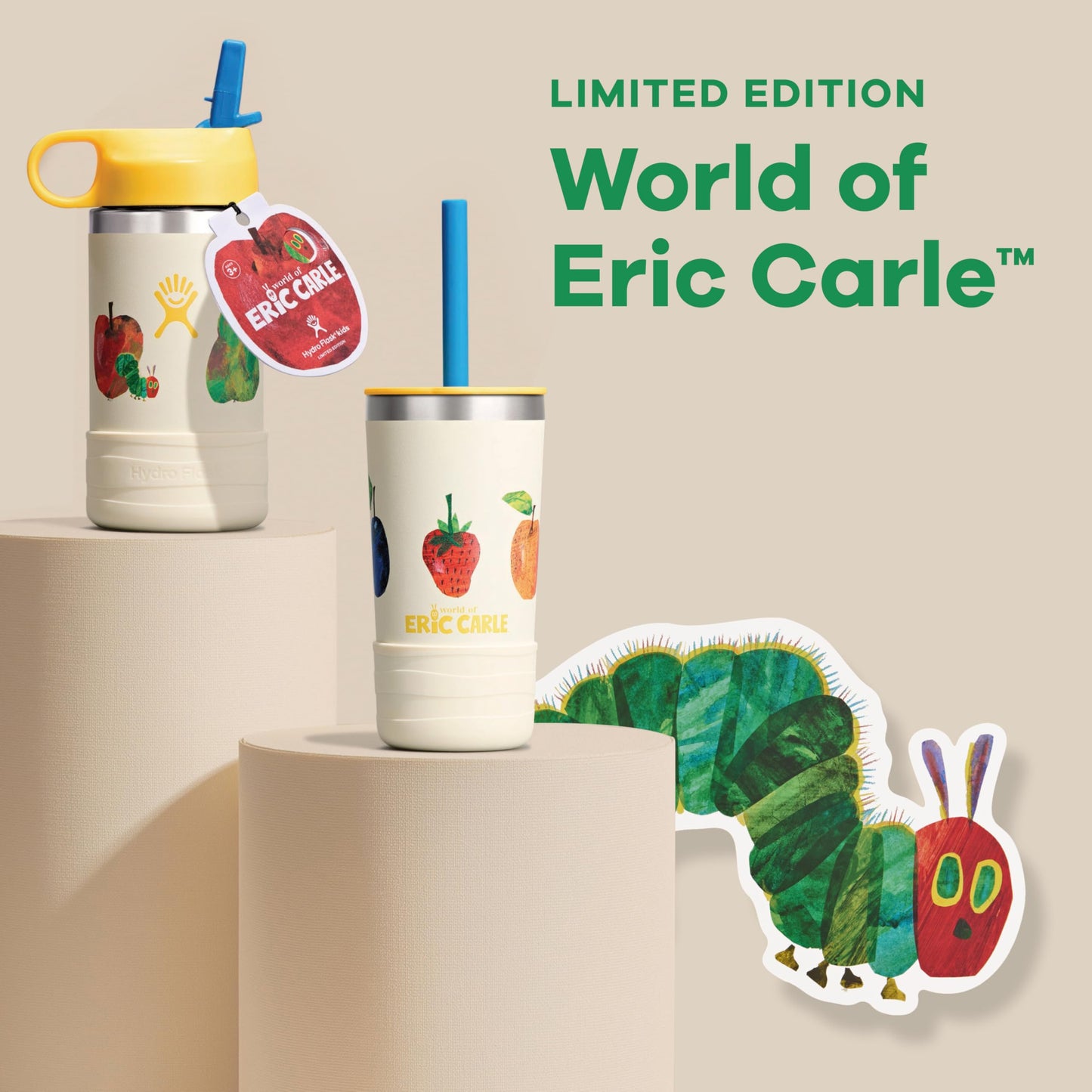 Hydro Flask Kids 12 Oz Tumbler with Lid and Straw for School - Insulated Stainless Steel World of Eric Carle™ Caterpillar