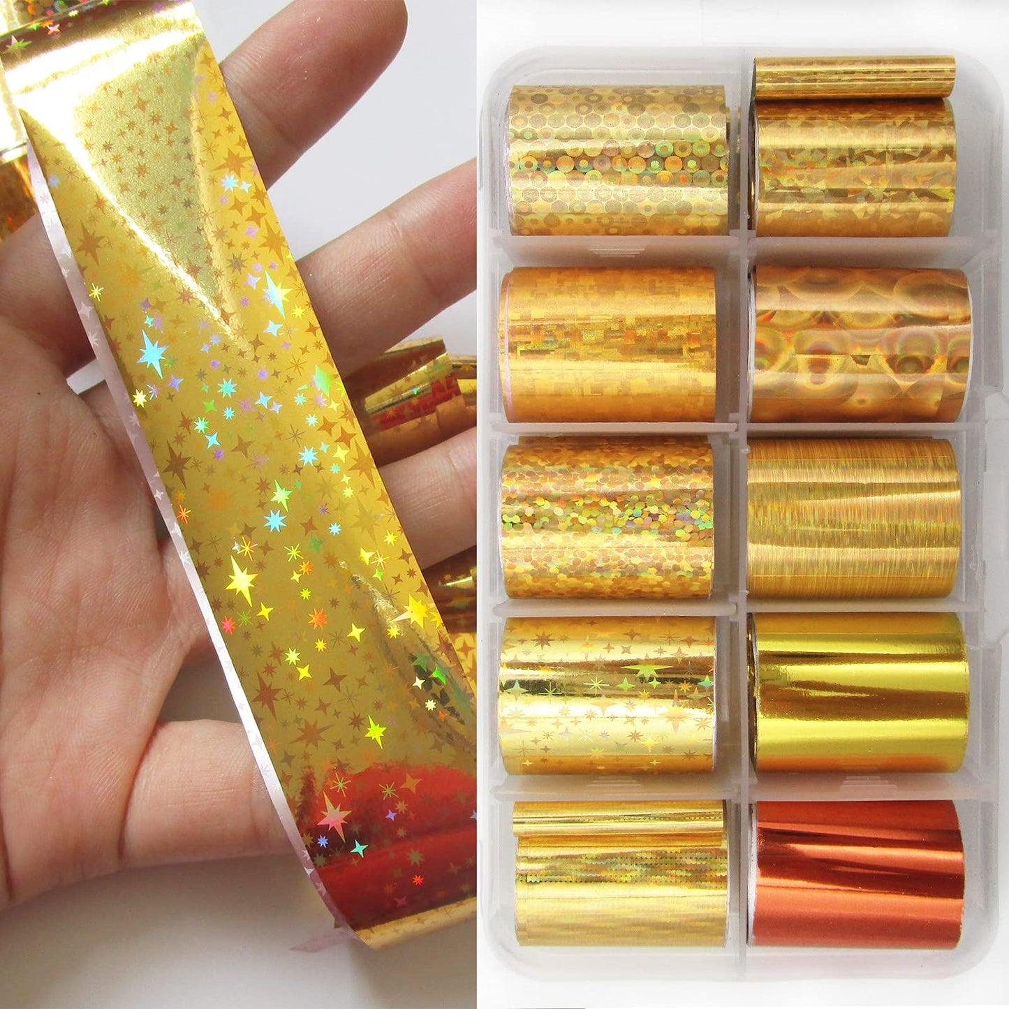 30 Sheet Holographic Transfer Nail Foil Stickers Starry Sky Nail Art Foils Sticker Wraps Metallic Gold Silver Laser Transfer Nail Decals for Manicure