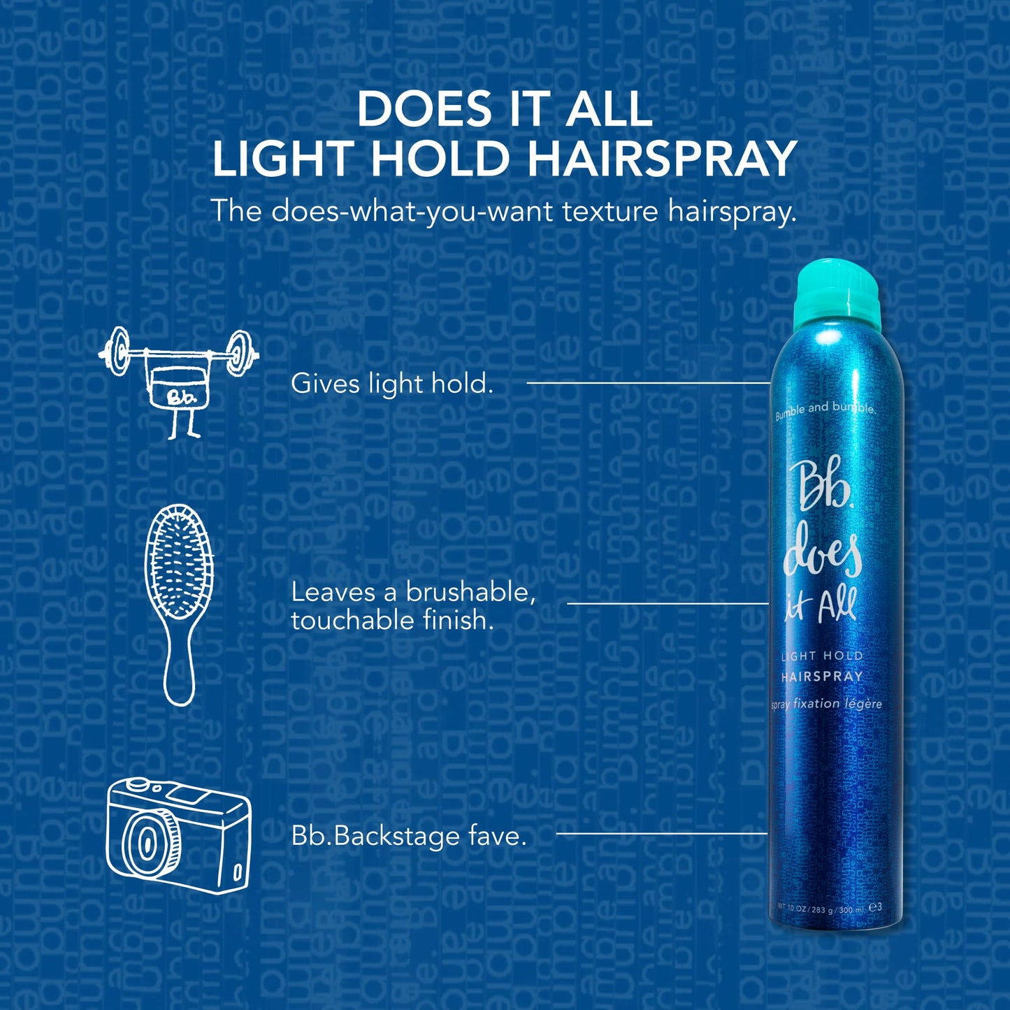 Bumble and bumble. Does It All Light Hold Hair Spray | Light Hold + Brushable Finish | Curly, Wavy, Straight, 10 Ounce