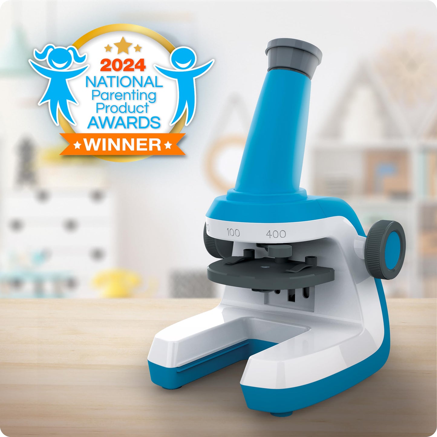 National Geographic Kids Microscope – Easy Science Kit with 400x Zoom, Prepared & Blank Slides, STEM Toy Gift for Ages 6–10, Exclusive