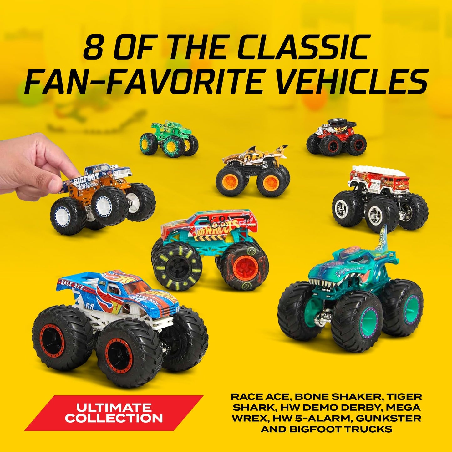 Hot Wheels Monster Trucks Live 8-Pack, Multipack of 1:64 Scale Toy Monster Trucks, Characters from The Live Show, Smashing & Crashing Trucks, Toy…