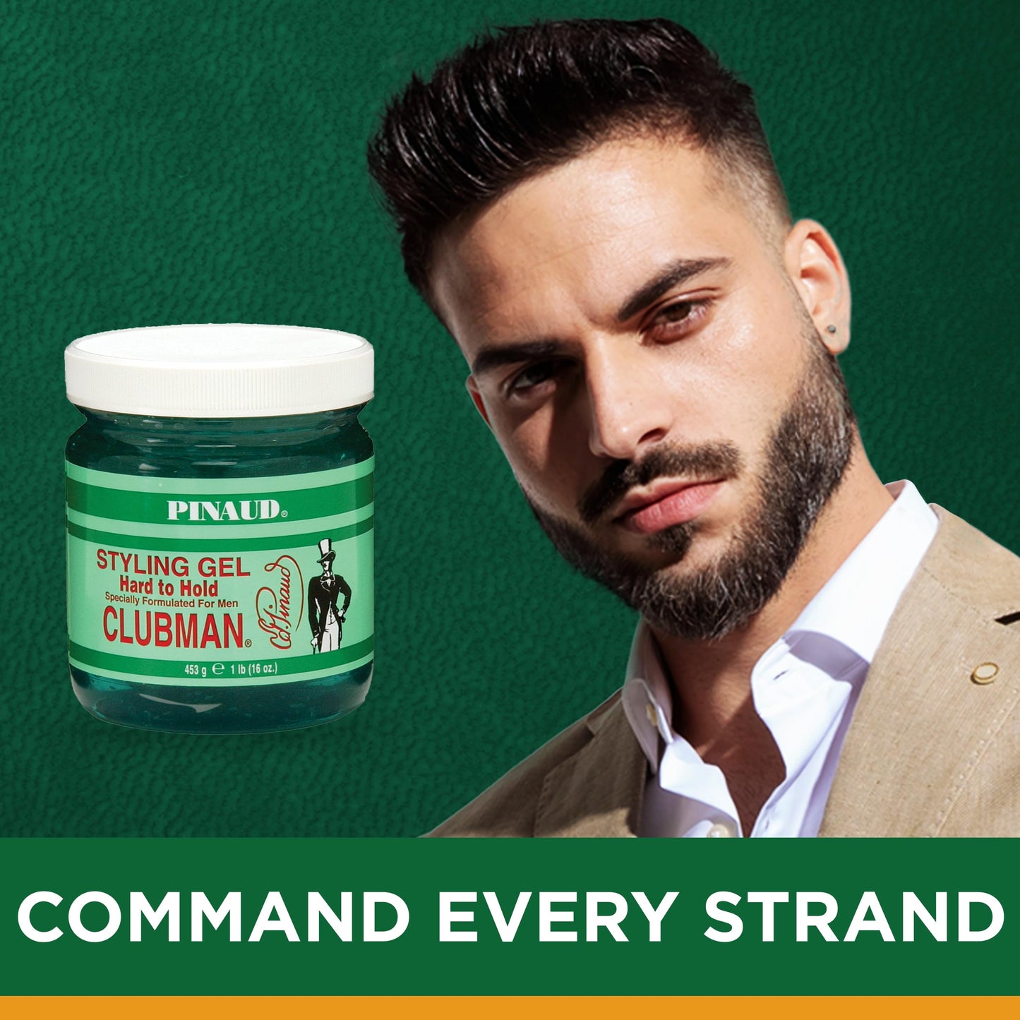 Clubman Pinaud Hair Styling Gel - Hard to Hold & High Shine Hair Gel for Men, Alcohol-Free Formula, Men's Grooming, 16 oz