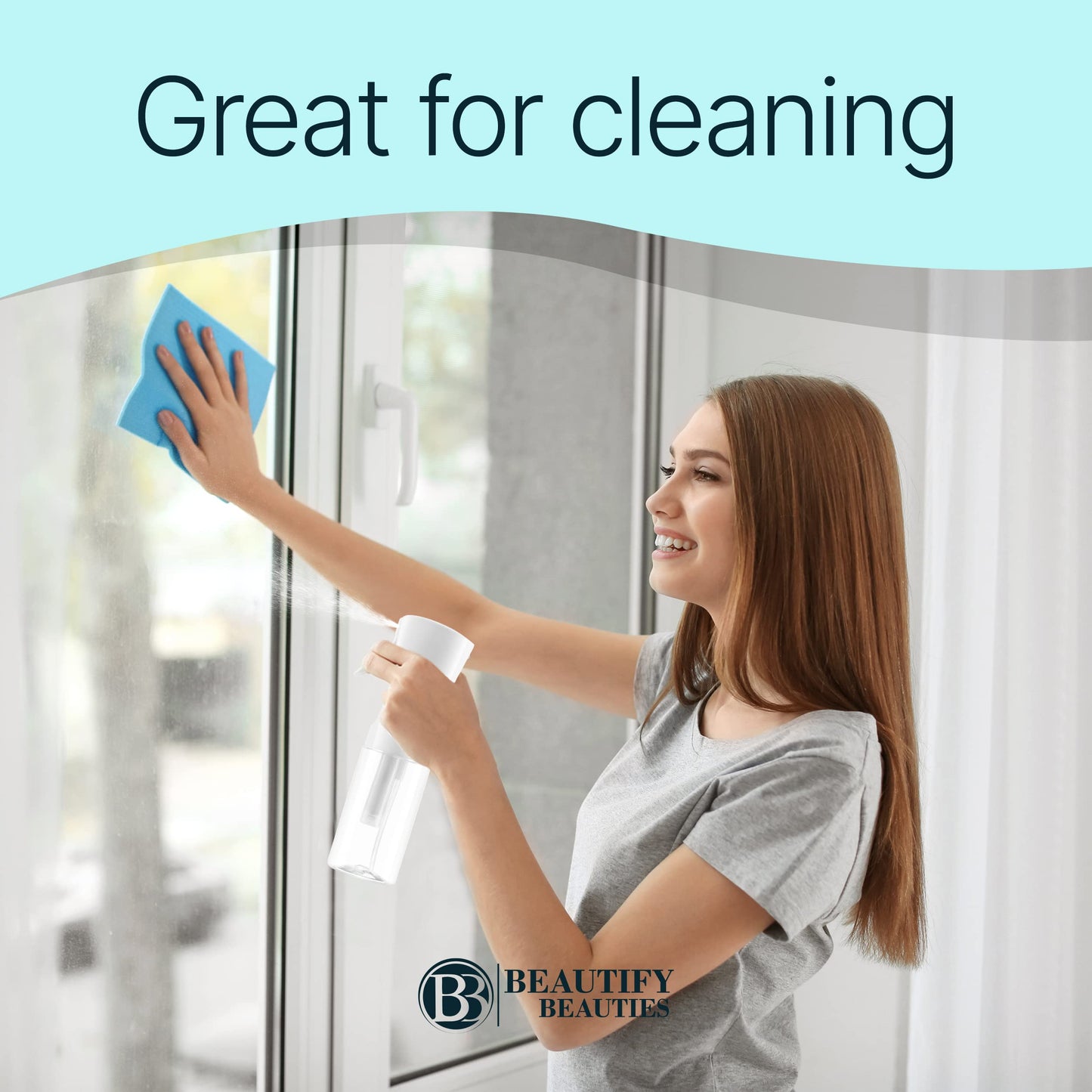 BeautifyBeauties Continuous Spray Bottle – 10.1oz Fine Mist for Hair, Cleaning, Plants, Pets, Salons & Essential Oils