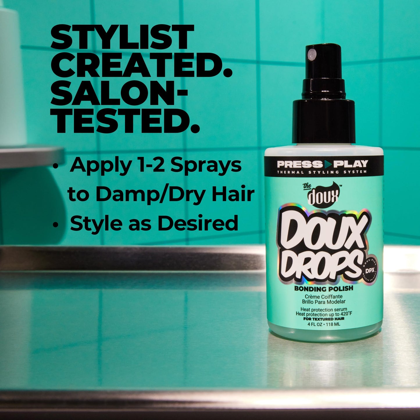 The Doux DOUX DROPS Bonding Polish Spray - Anti-Humidity Hair Smoother & Heat Protectant for Curly Hair - Silkening Bonding Oil with Vitamin E, Baobab