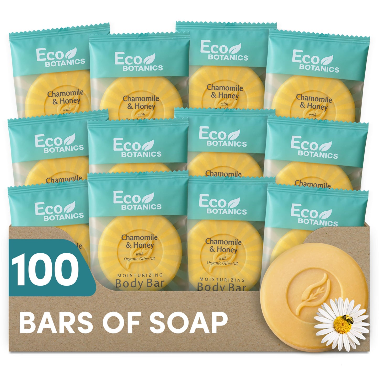 Eco Botanics Travel Size Hotel Toiletry Set 100 Count 0.85 oz Bottles Guest Amenities for Vacation Rentals and Short Term Rentals Paraben Free White