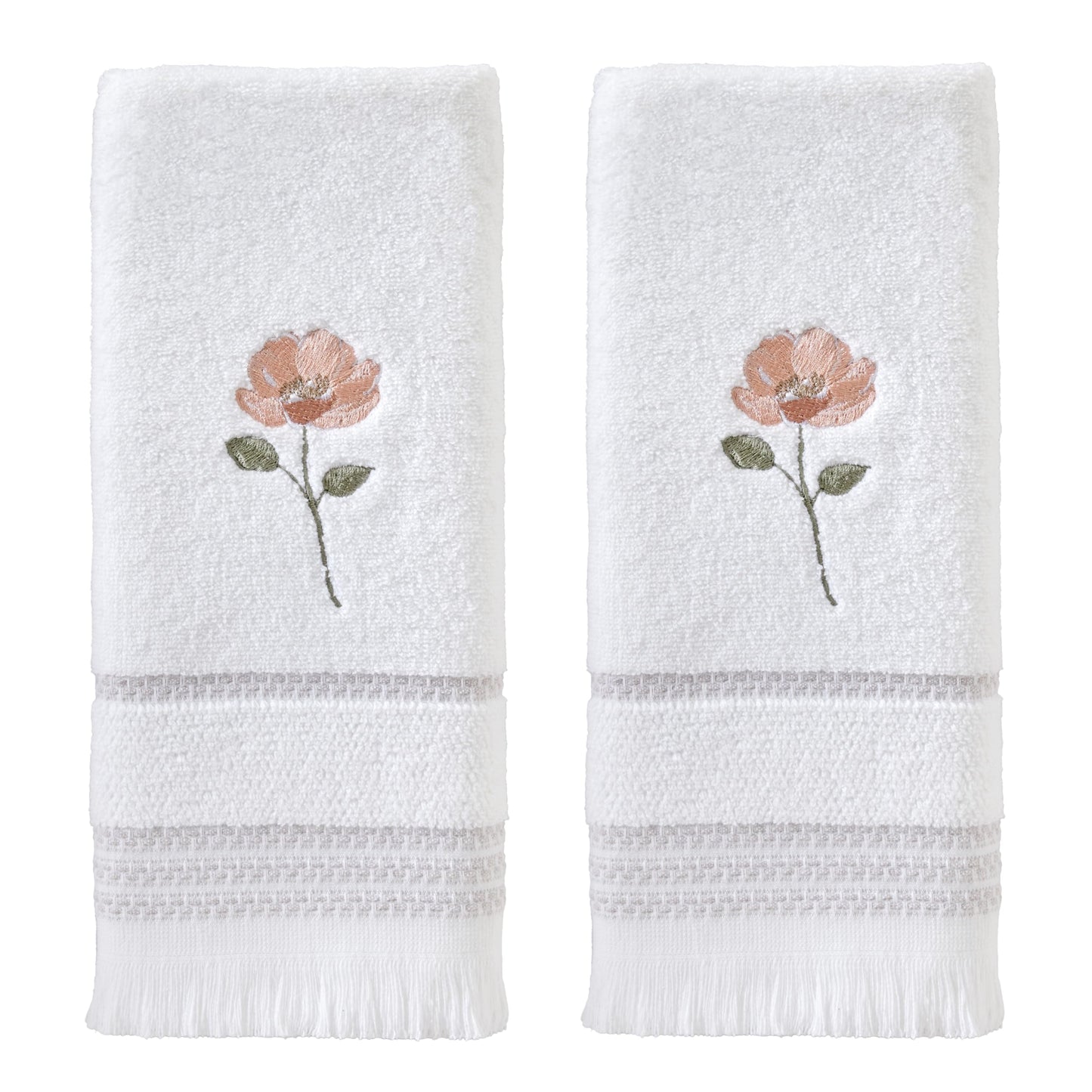 SKL HOME by Saturday Knight Ltd. - U1108010830203 Misty Floral 2-Piece Hand Towel Set, White