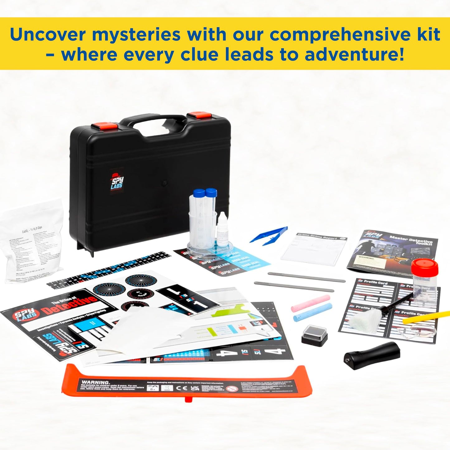 Spy Labs Master Detective Toolkit V2 – Forensic Science Kit with Fingerprint, Footprint & Tire Track Experiments + 32-Page Storybook