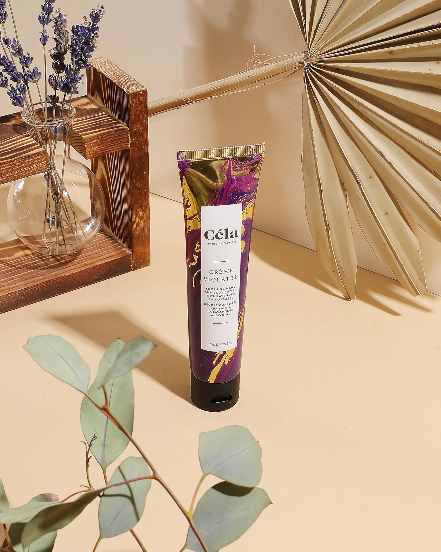 Céla - Crème Violette Soothing Hand and Body Butter | Lavender Body Butter Hand Crème & Body Lotion 75ml/2.5oz | Gentle, Soothing Moisturizer