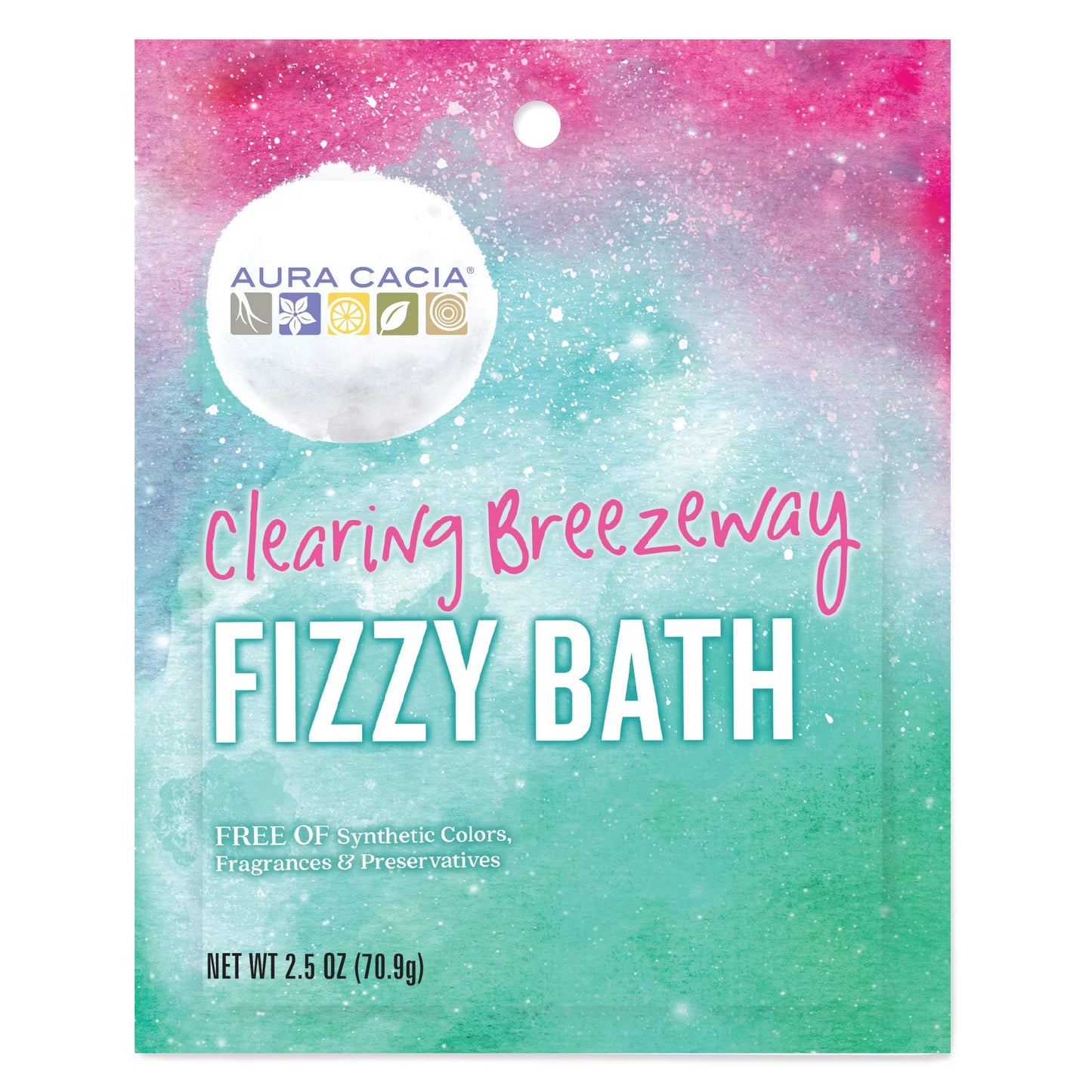 Aura Cacia Clearing Breezeway Fizzy Bath | GC/MS Tested for Purity | 2.5 oz (70.9g)