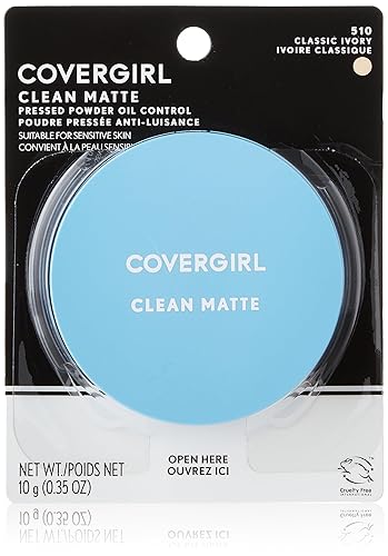 COVERGIRL Clean Matte Pressed Powder, Oil Control Powder, 1 container, .35 Fl Oz, Face Powder, Oil Free Loose Powder, Matte Finish, Lightweight, Shine