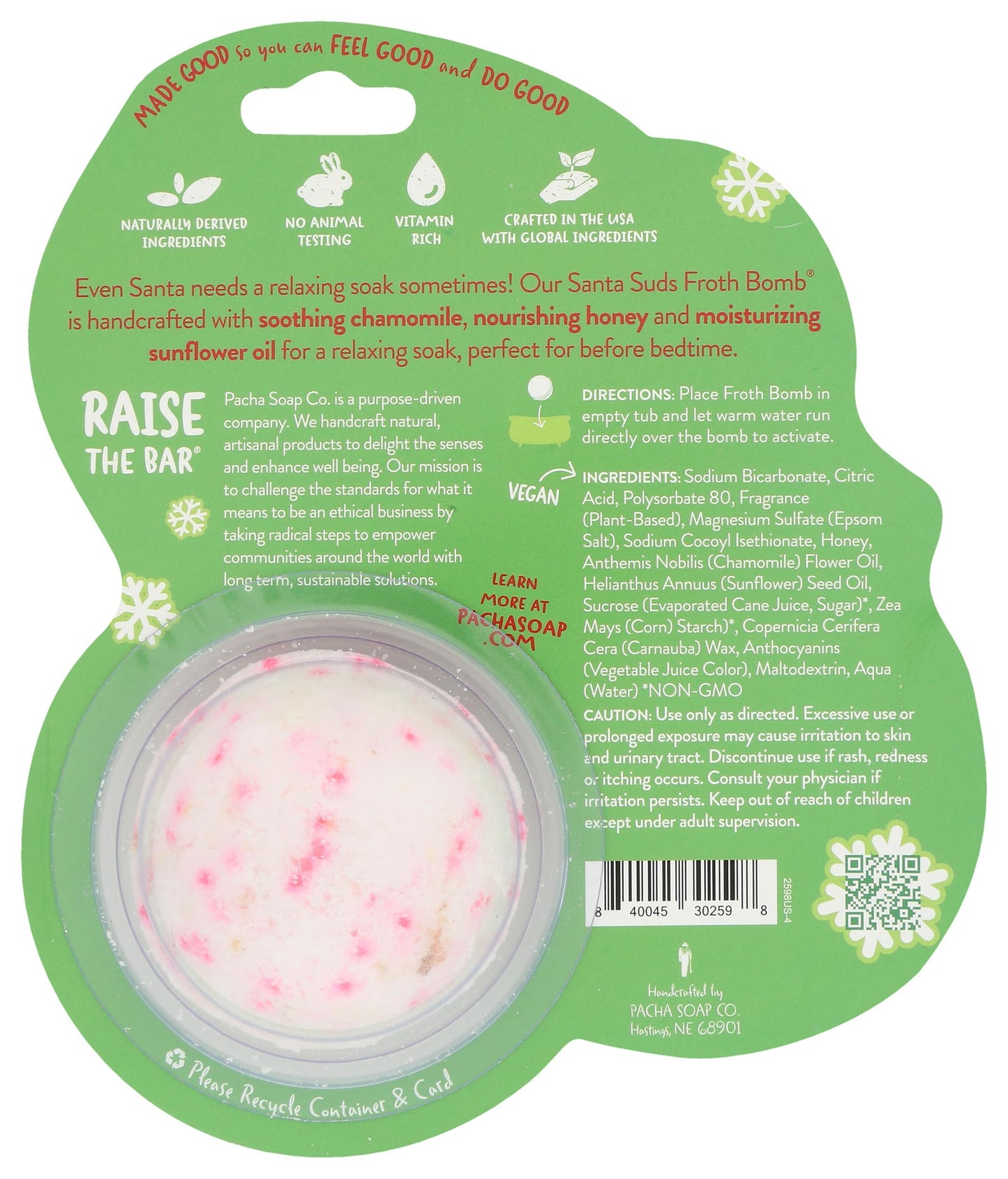 PACHA SOAP Santa Suds Froth Bomb Card, 3 OZ