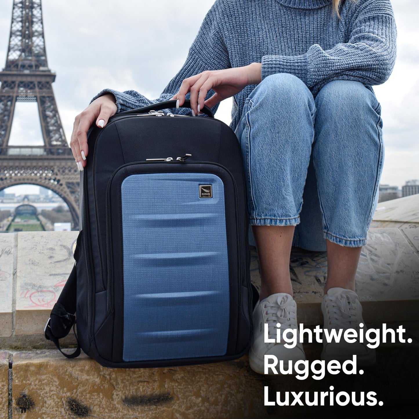 Duravo Venture Slim Laptop Backpack, Durable, Sleek, Flight Approved, Fits Up to 17" Laptop, Breathable, Lightweight (Blue, Slim)