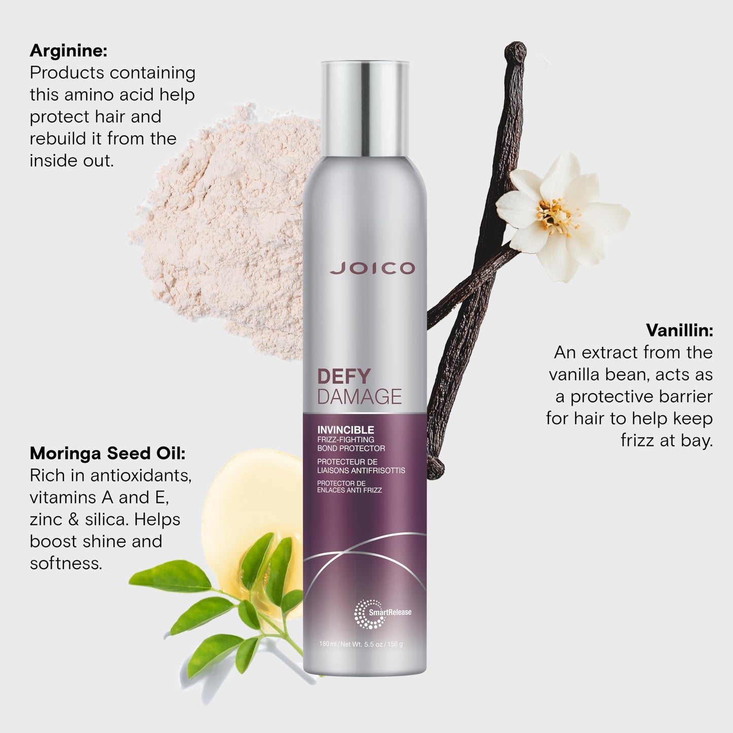 Joico Defy Damage Invincible Frizz-Fighting Bond Protector | 24 Hour Frizz Protection | Thermal Heat & Humidity Protection | Boost Shine | Reduce