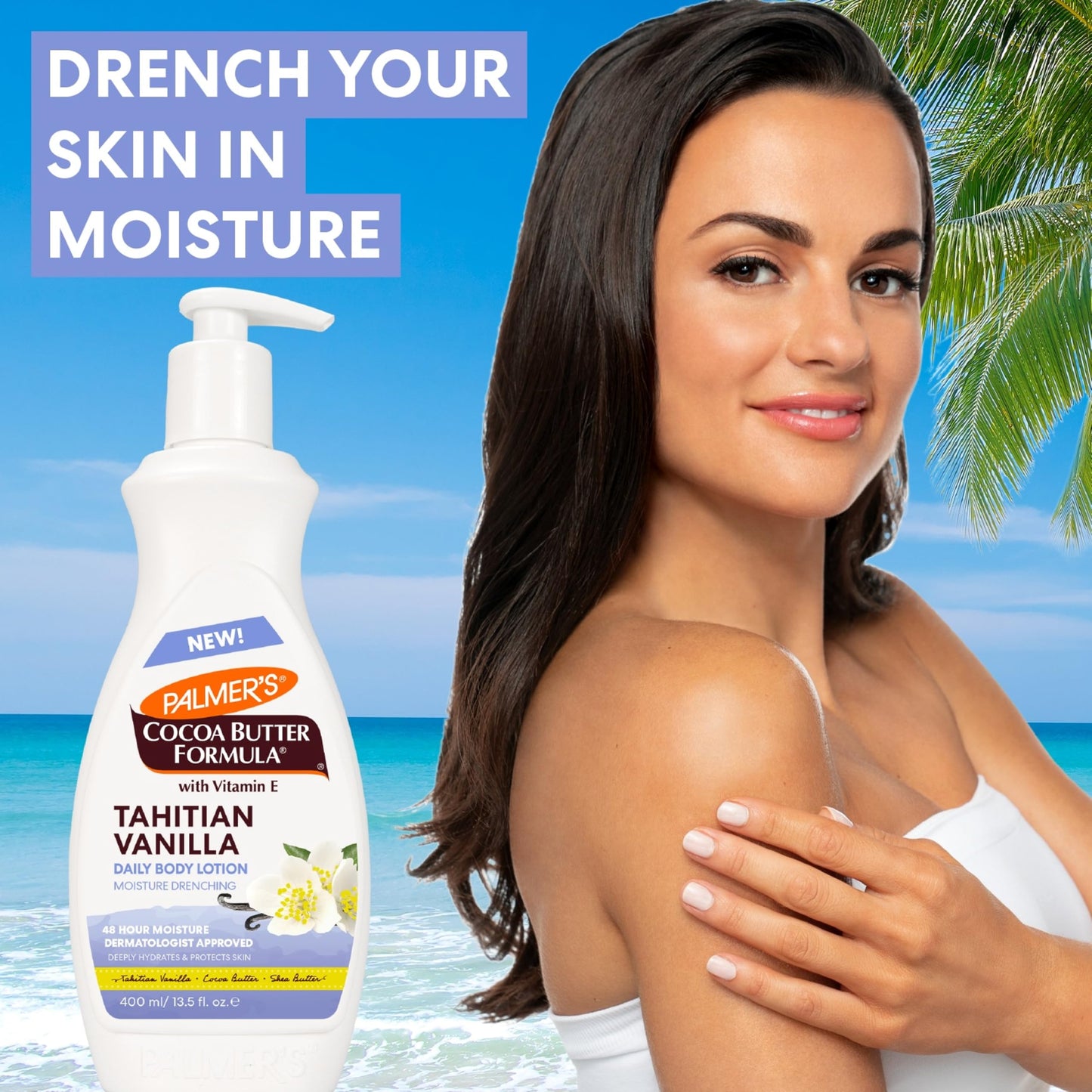 Palmer's Cocoa Butter Formula Tahitian Vanilla Body Lotion, 13.5 Oz, Daily Moisturizing Lotion for Dry Skin with Shea Butter & Vitamin E, Hydrates