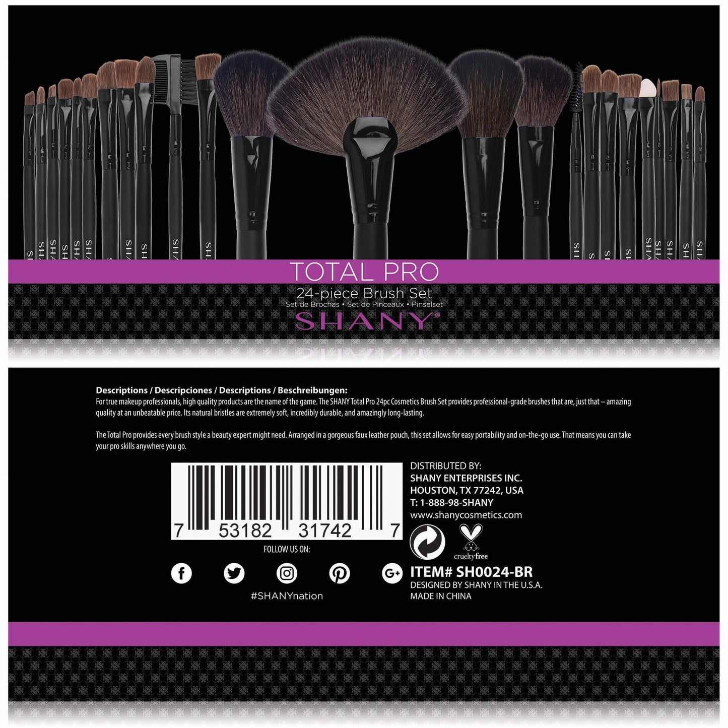 SHANY Makeup Brush Set Studio Quality Total Pro Make up Brushes with Pouch- Cosmetics applicator for Foundation, Powder, Eyeshadow, Concealer, Liner