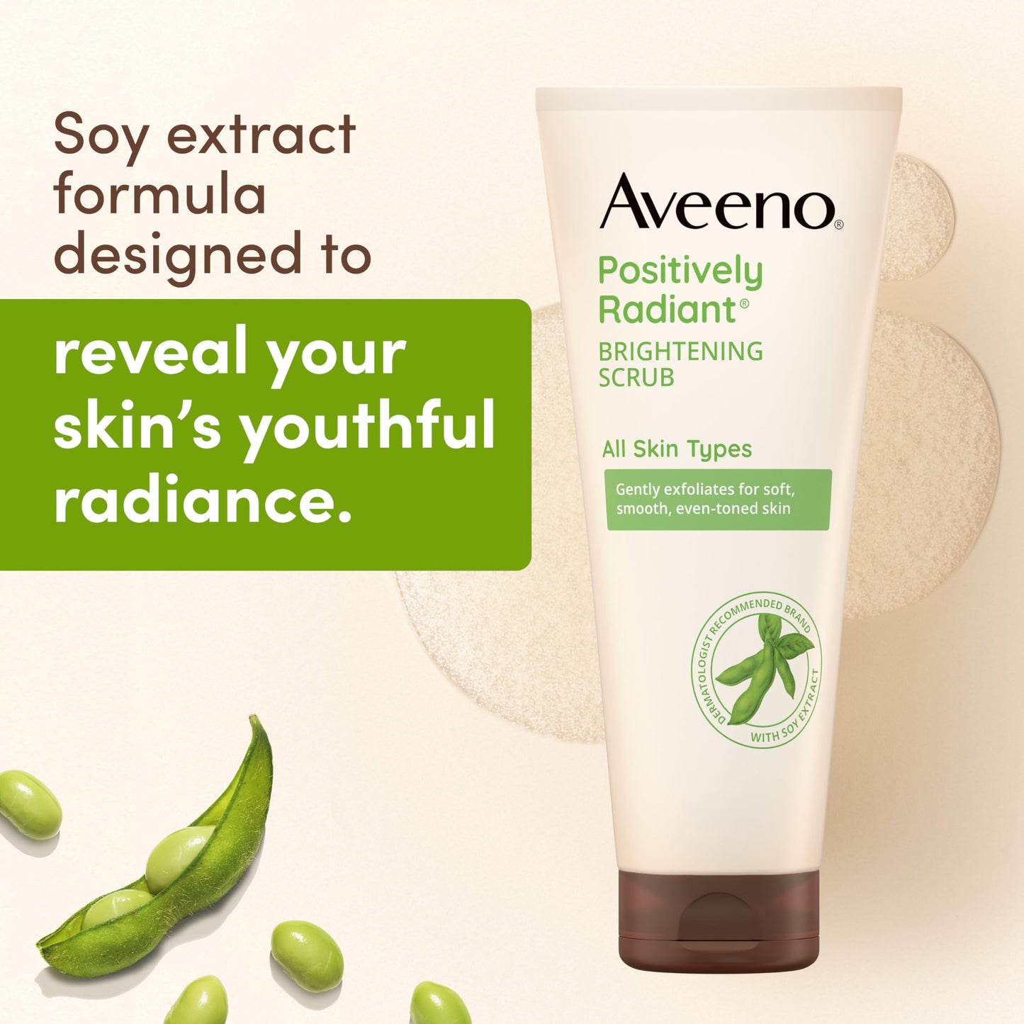 Aveeno Positively Radiant Skin Brightening Daily Facial Scrub with Moisture-Rich Soy Extract, Gently Exfoliates & Cleanses for Soft, Smooth, More