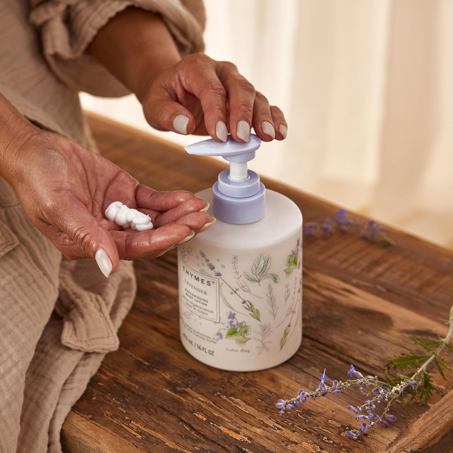 Thymes Large Replenishing Body Lotion - Moisturizing Body Lotion for Dry Skin - Scented with Notes of Velvety Lavender, Warm Rosewood, Fresh Clary Beauty & Personal Care Thymes