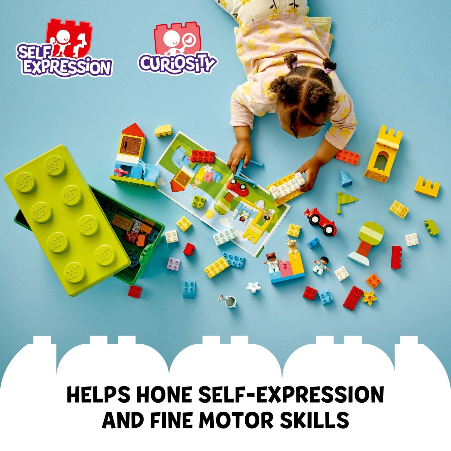 LEGO DUPLO Deluxe Brick Box 10914 Starter Set, Storage Box with Bricks, Figures, Dog & Car, Creative Learning Toy for Toddlers 18+ Months