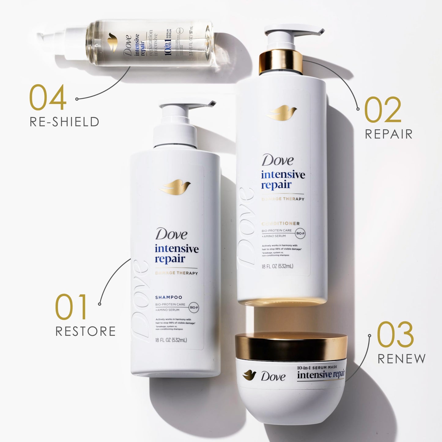 Dove Intensive Repair Amino Serum for Damaged Hair with Bio-Protein Care Technology 3.3 oz