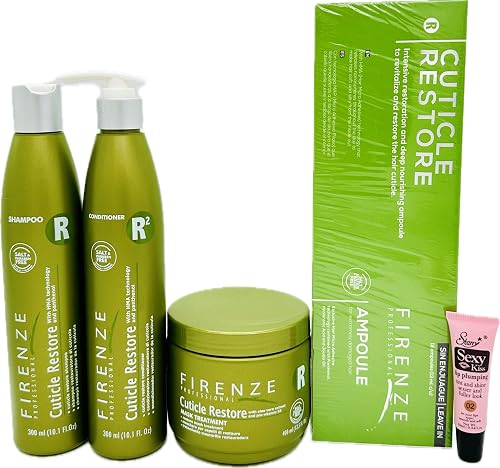 Firenze Professional Cuticle Restore Shampoo 300ml/10.1oz, Conditioner 10.1 oz , Mask Treatment 400ml/ 13.5 oz and Ampoules for extremelt damaged hair