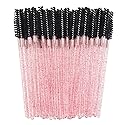 300 Pack Mascara Wands Disposable Eye Lash Brushes for Eyelash Extensions Tool Makeup Applicator Kit, Crystal Rose/Black