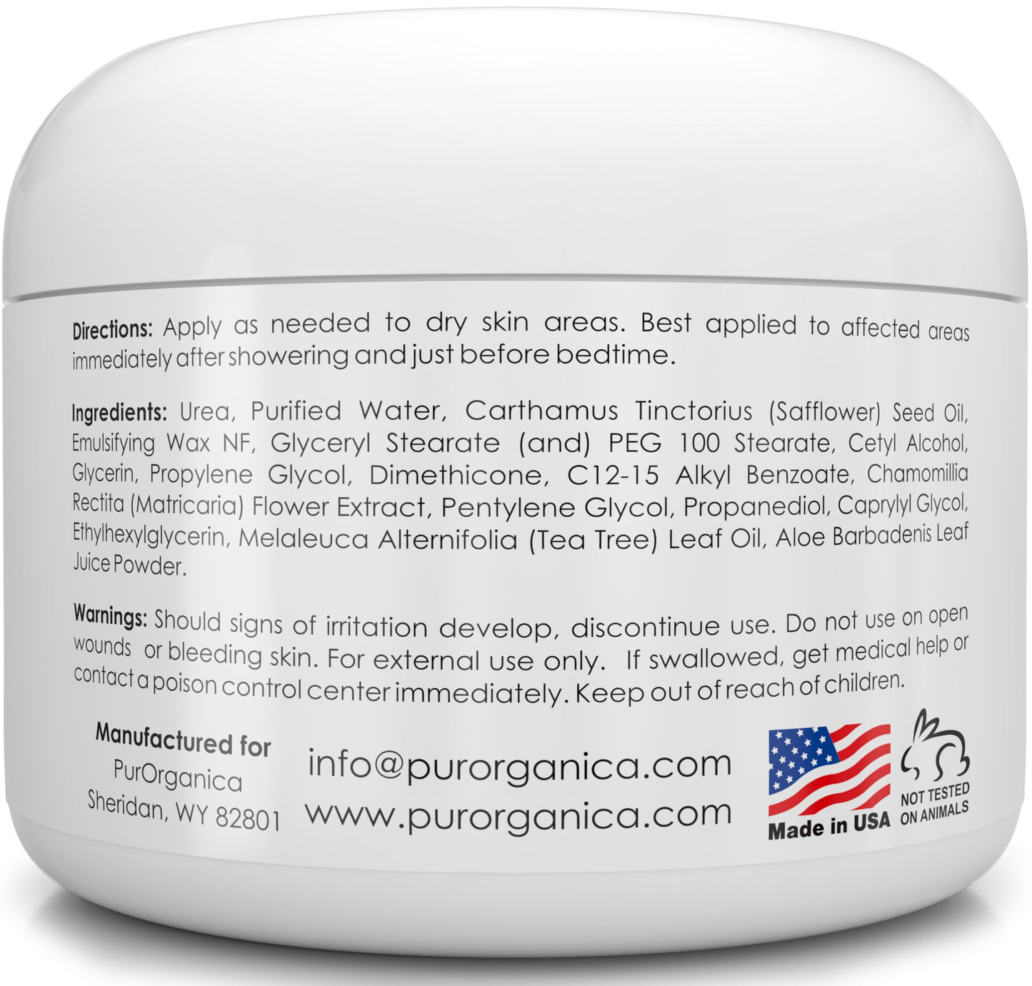 PurOrganica Urea 40% Foot Cream – Dermatologist Tested, Made in USA, Repairs Cracked Heels, Calluses & Corns, Exfoliating & Moisturizing