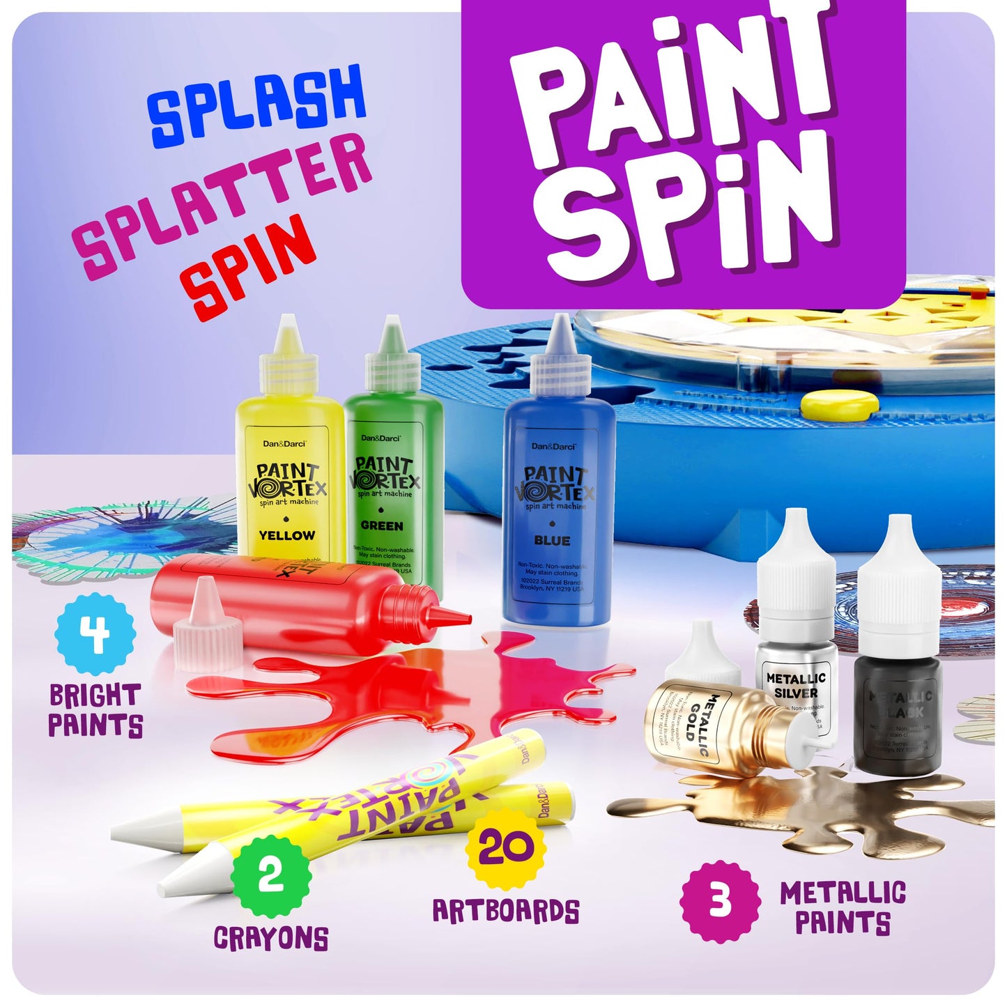 Dan&Darci Paint Spin Art Machine Kit for Kids - Arts & Crafts for Boys & Girls Ages - Art Craft Set Gifts for 6-9 Year Old Boy, Girl - Painting…