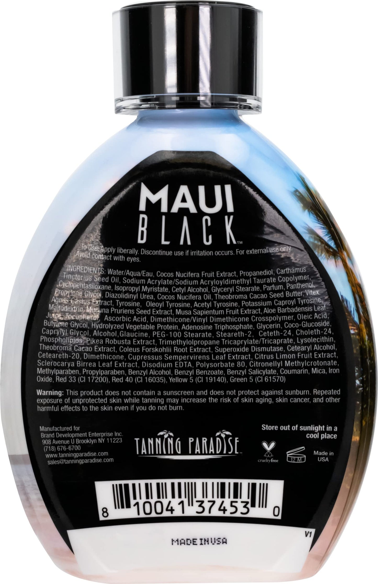 Tanning Paradise Maui Black TanningLotion Instant Dark Tanning Lotion Natural Tan Lotion with Coconut Oil and Aloe Hydration Boost and Tattoo