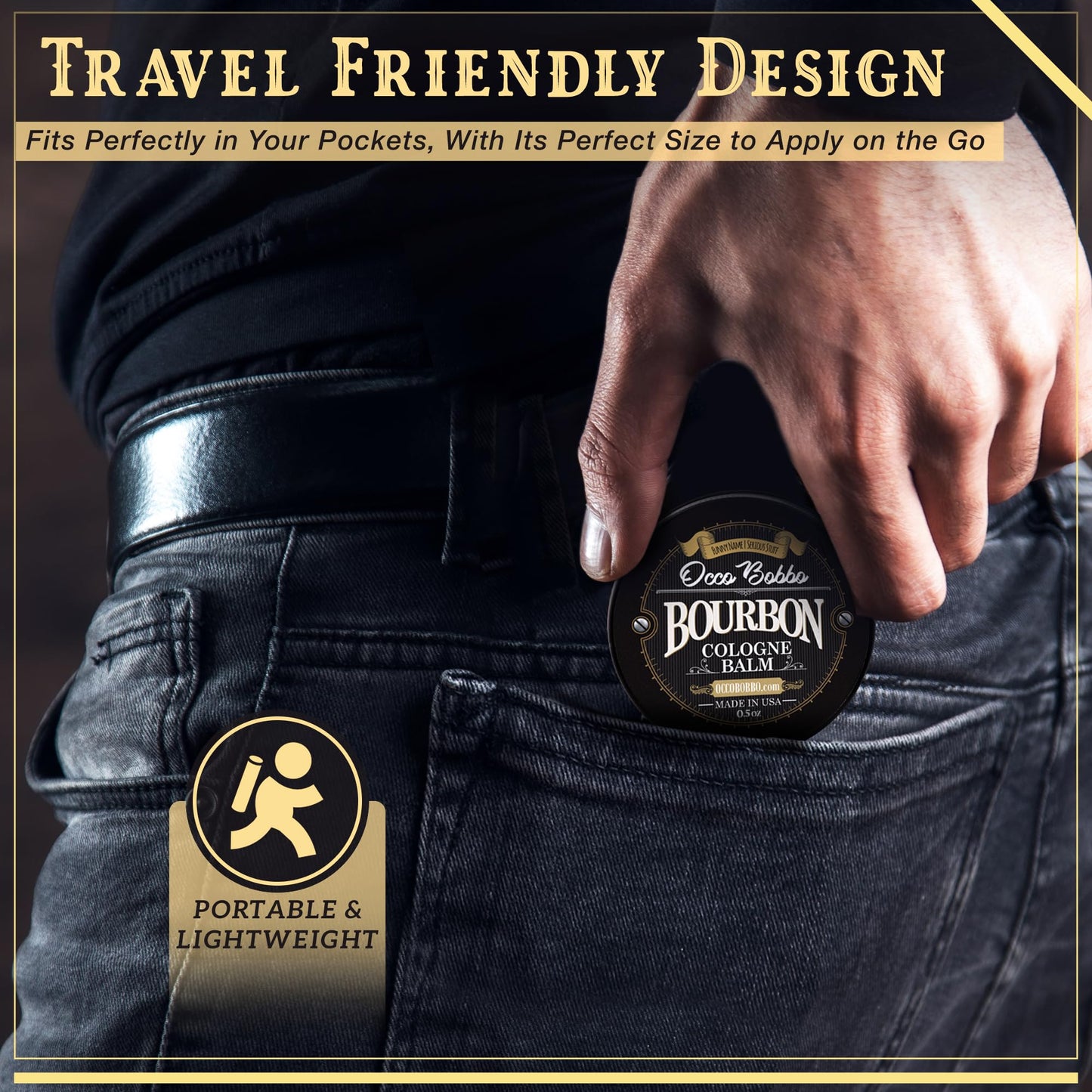 Handy Hound Occo Bobbo Solid Cologne for Men, Bourbon and Sandalwood Scent, .5 Ounce Concentrated Balm, Smooth Woody Oak Barrel Blend