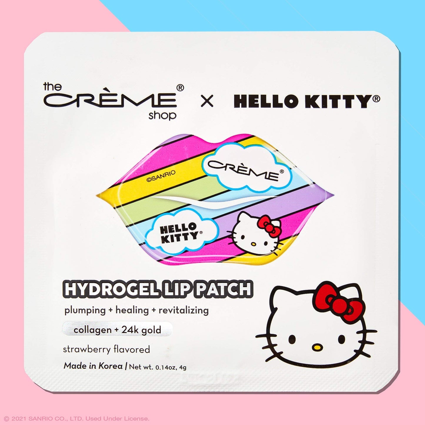 The Crème Shop x Hello Kitty Hydrogel Lip Patch | Strawberry Flavored, Collagen and 24k Gold, Remove Dead Skin, Moisturize lips, Pale Lip Treatment