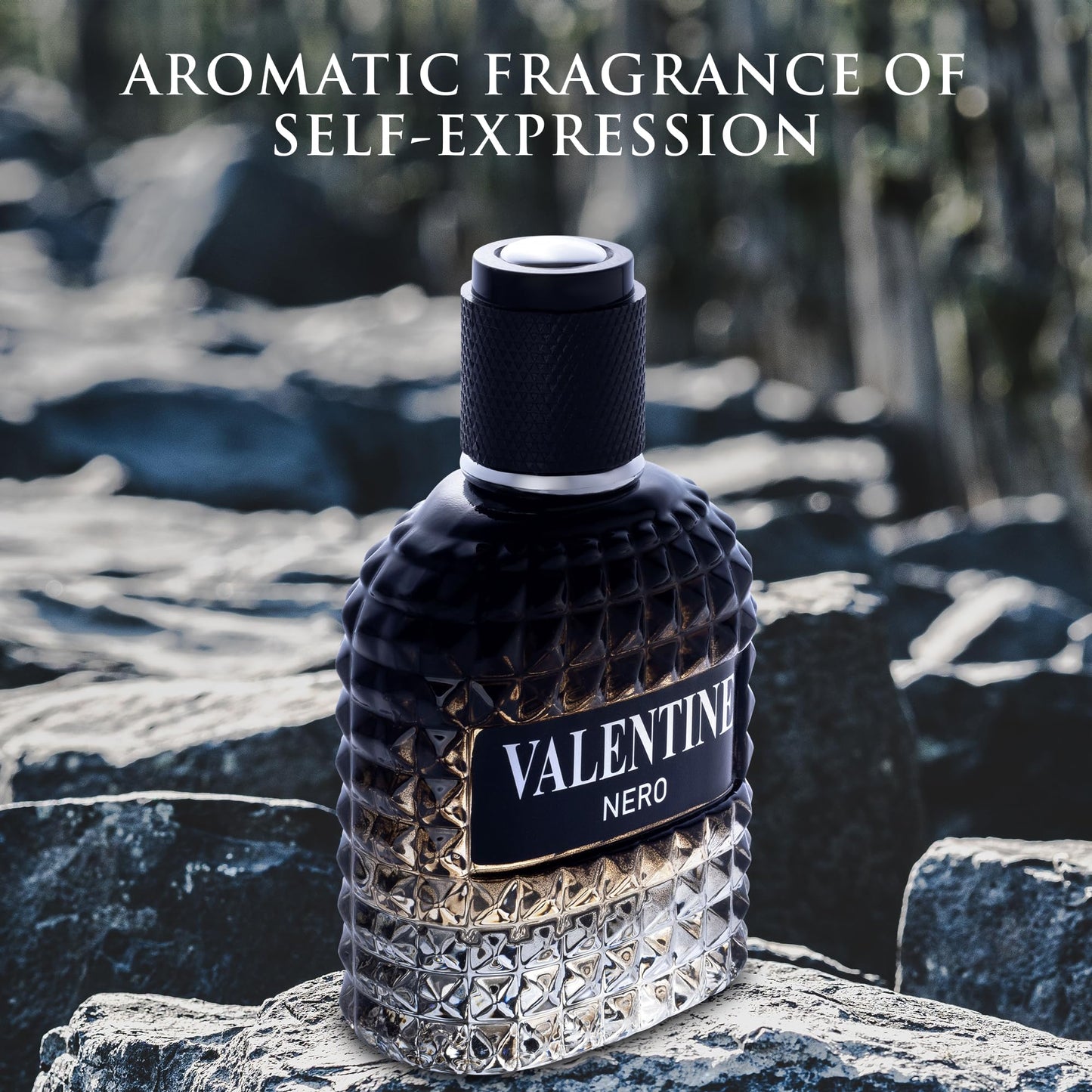 Valentine Nero for Men - Woody Aromatic Fragrance with Floral and Mineral Notes - Masculine Scent - 100ml