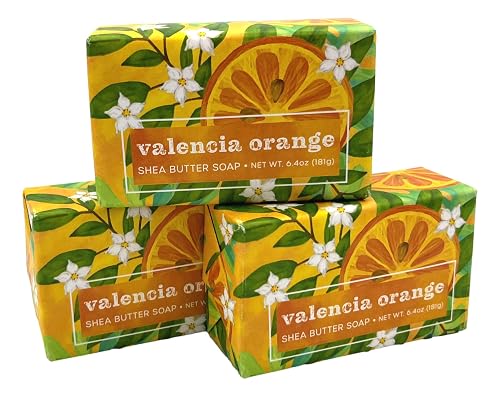 Greenwich Bay Trading Company Valencia Orange Shea Butter Soap, 6.4 oz Bars, Set of 3