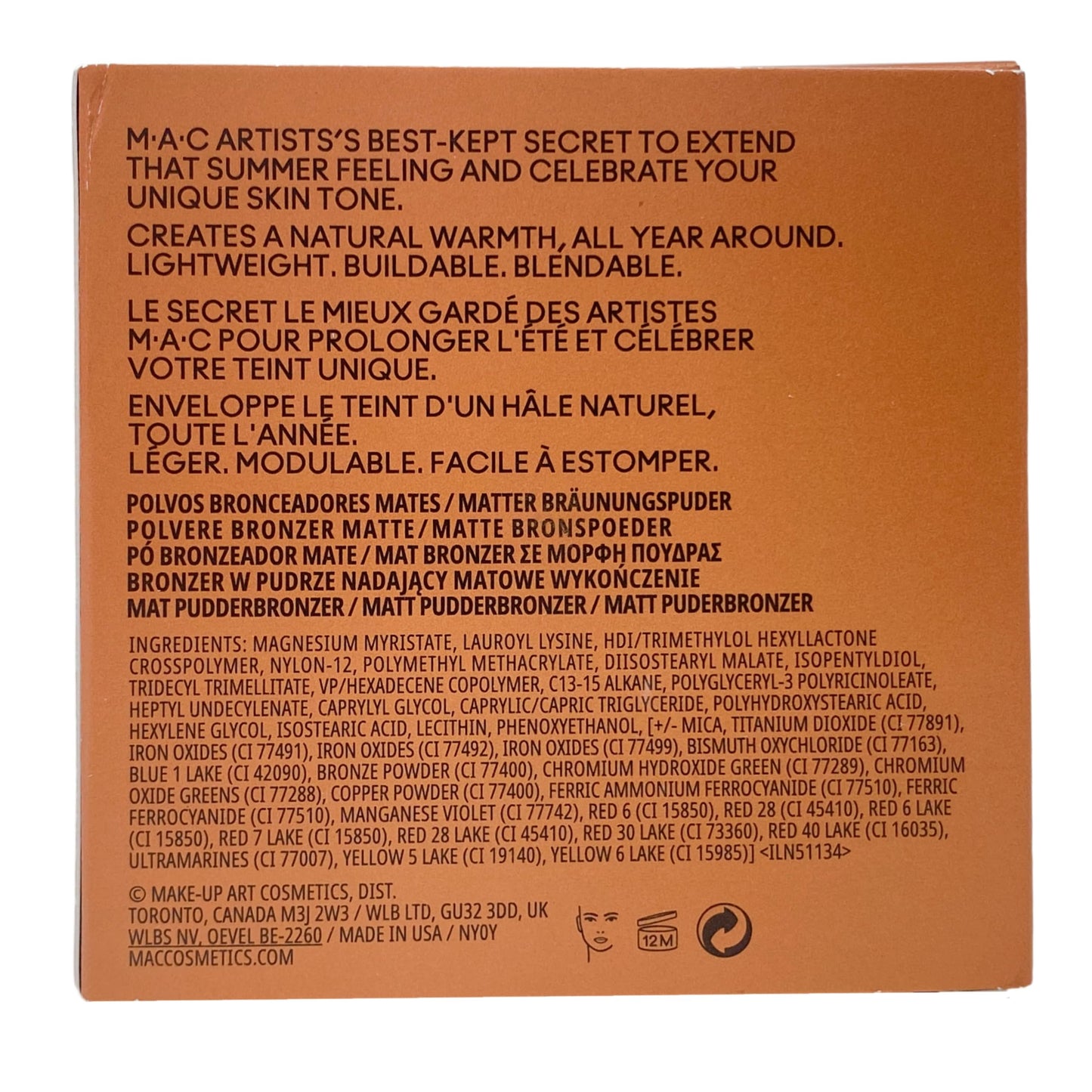 M.A.C Cosmetics Skinfinish Sunstruck Bronzer - Matte Deep Golden - 0.28 oz / 8g