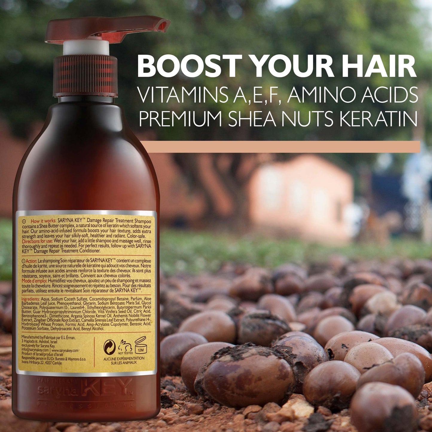 Saryna Key Shampoo for Damaged Hair with Pure African Shea Butter - Moisturizing Shampoo for Dry Damaged Hair - Professional Keratin Treatment
