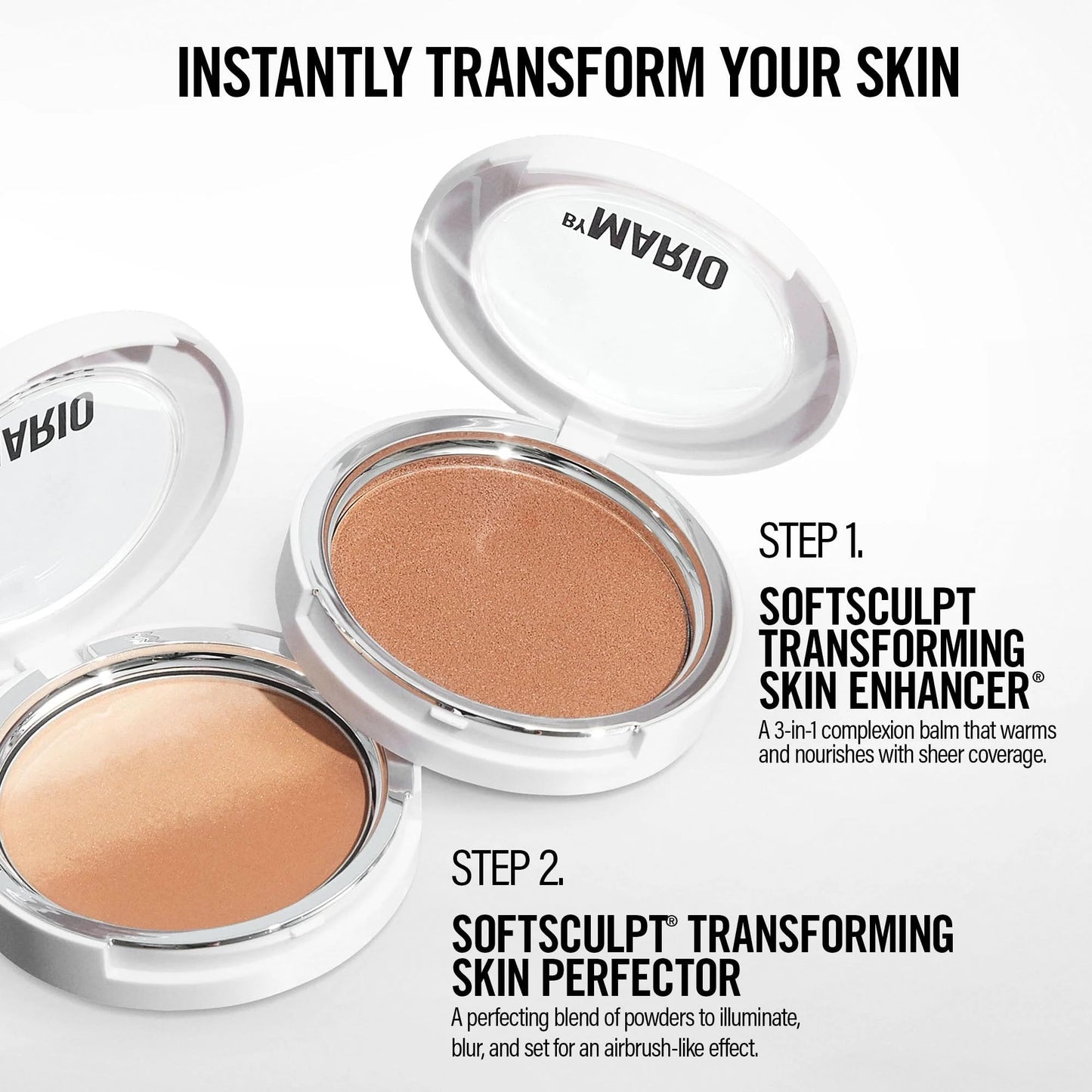 MAKEUP BY MARIO SoftSculpt Transforming Skin Enhancer in Medium Shade 3-in-1 Cream Bronzer Balm, Light to Med Coverage, Dewy Finish, Non-Comedogenic