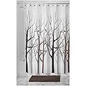 iDesign Fabric Forest Shower Curtain for Master, Guest, Kids', College Dorm Bathroom, 72" x 72", Black and Gray