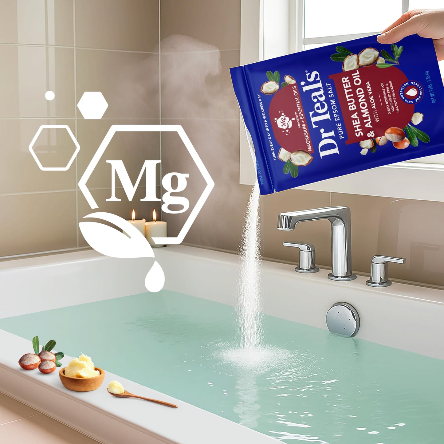 Dr Teal's Epsom Salt Magnesium Soak, Shea Butter & Almond, 3 lbs (Pack of 4) Beauty and Personal Care Dr Teal's