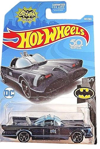Hot Wheels Batman 5/5, Black/Blue TV Series Batmobile 307/365 50TH Anniversary Card
