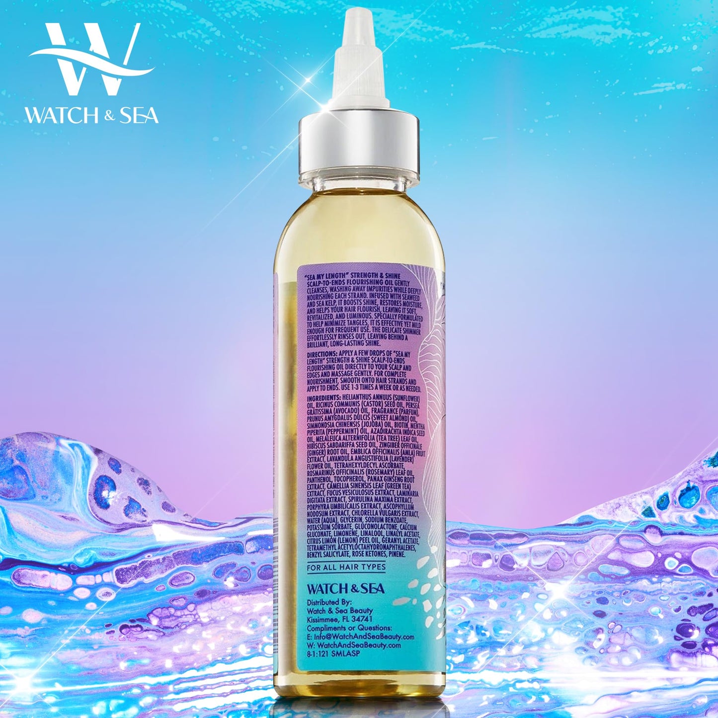 Watch & Sea Strength & Shine Scalp-to-End Flourishing Hair Oil - Strengthening Hair and Scalp Oil with Seaweed and Sea Kelp - Great for Daily Use