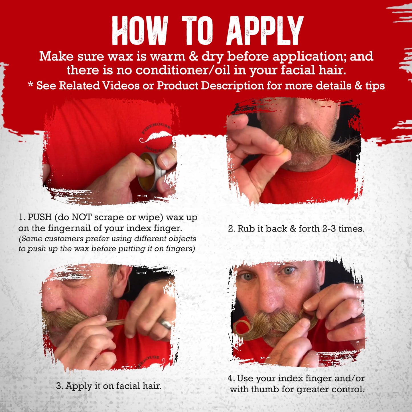 Firehouse Moustache Wax - Made in USA - for Beard & Mustache Shaping - All-Weather, Naturally Scented and Colored Beard Wax (WACKY TACKY, 1 Ounce Tin) Beauty and Personal Care Firehouse Moustache Wax