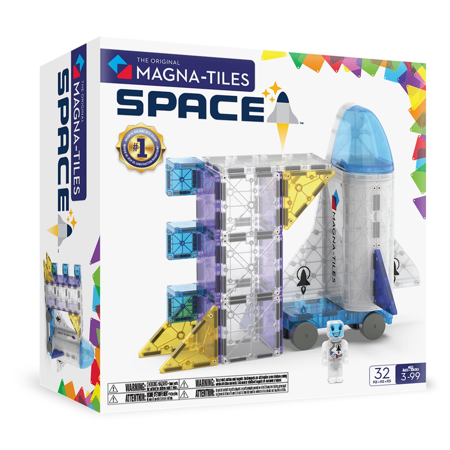 MAGNA-TILES Space 32-Piece Magnetic Construction Set, The Original Magnetic Building Brand