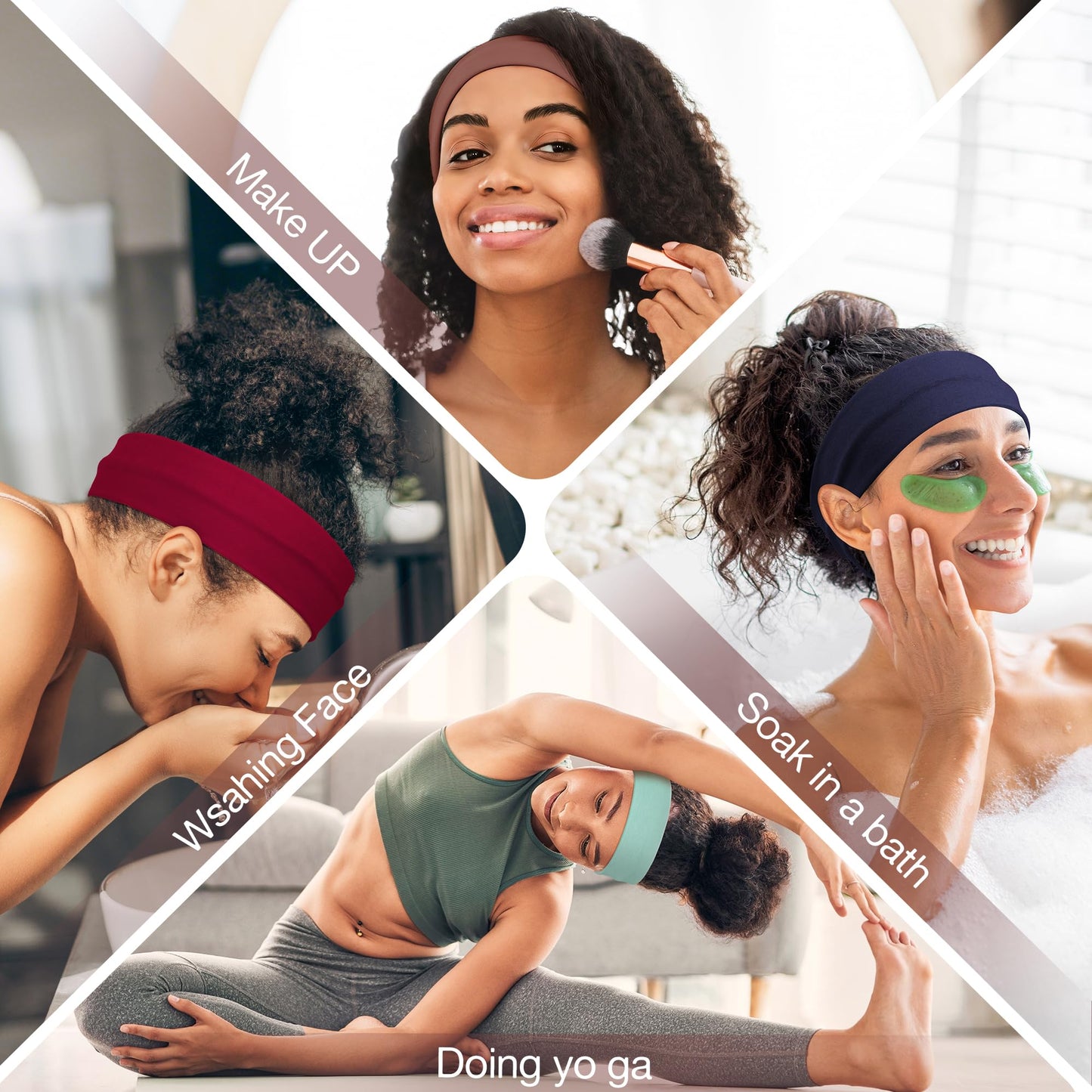 Ztomine Headbands for Women, 8pcs Stretchy Non Slip Soft Cotton Cloth Hair Bands for Sports, Workout, Yoga and Running Beauty and Personal Care Ztomine